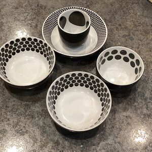 Polka Dot Black and White Serving Set